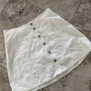 White Button-Front Skirt